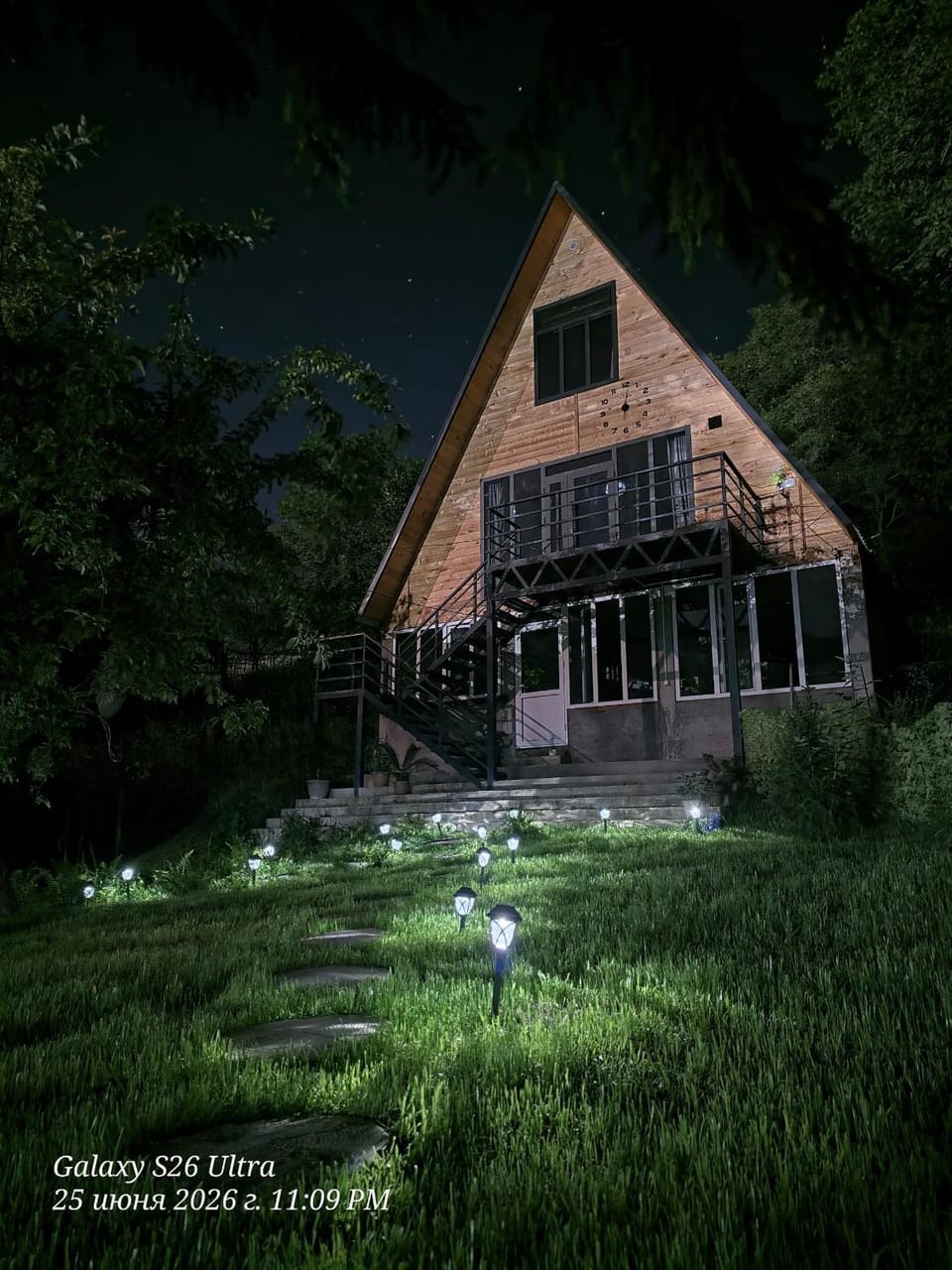 Property building, Night, Garden, Garden view