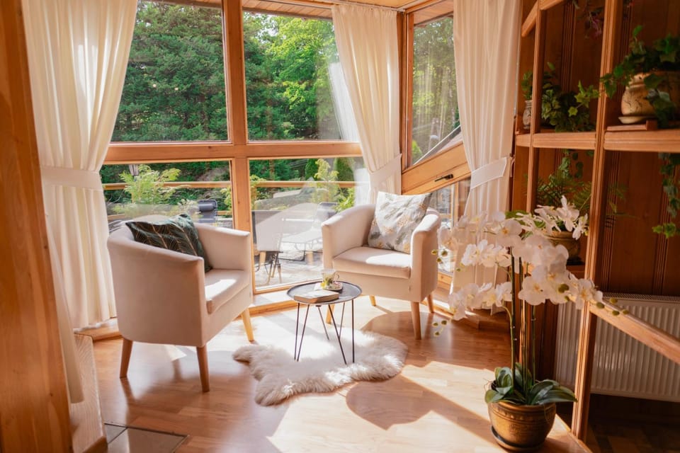 Spring, Garden, Living room, Seating area, Dining area, Garden view