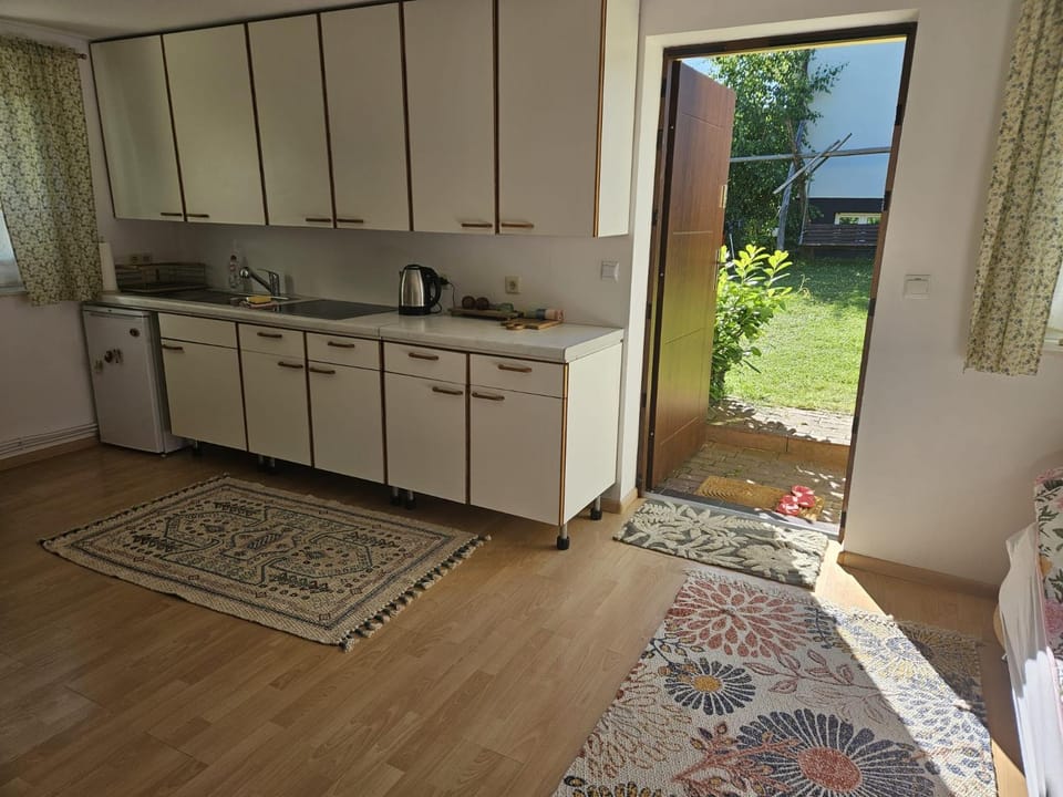 Kitchen or kitchenette, stove