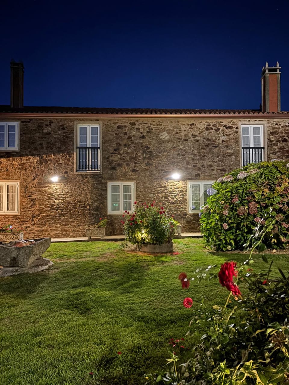 Property building, Night, Garden, Garden view