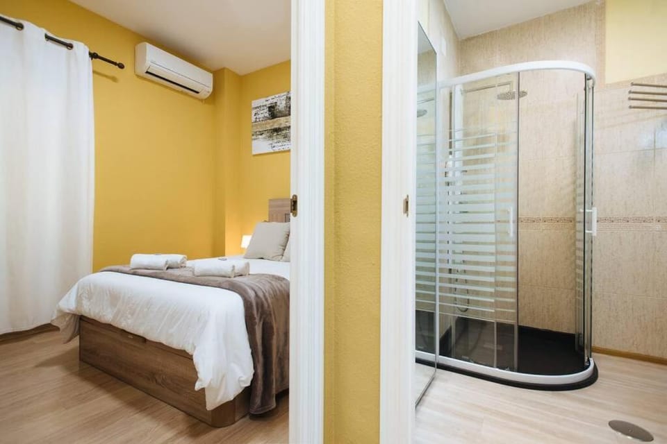 Shower, Bed, Bathroom