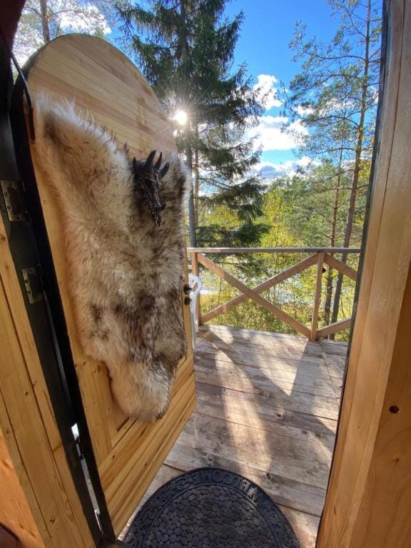 Viking Treehouse with Hot Tub, Sauna, Lake & Deer Park House in Latvia