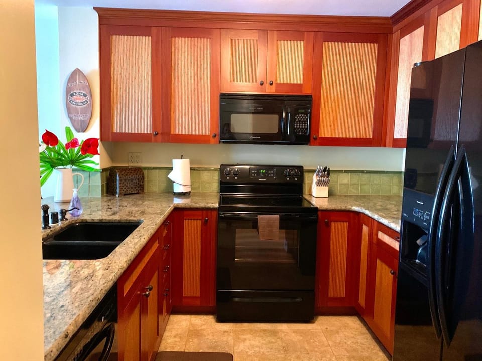 Kitchen or kitchenette, stove