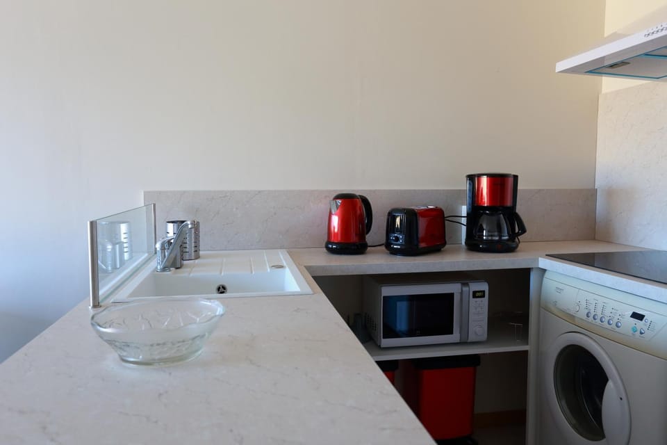 Coffee/tea facilities, Kitchen or kitchenette, stove, toaster, washing machine