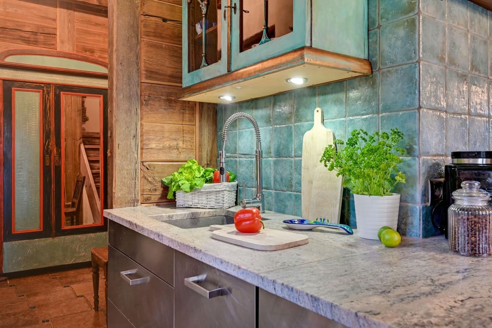 Kitchen or kitchenette, stove