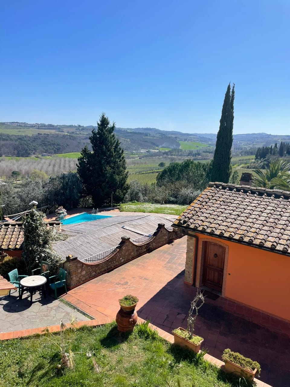 Property building, Patio, Spring, Day, Natural landscape, Mountain view, Pool view, Swimming pool