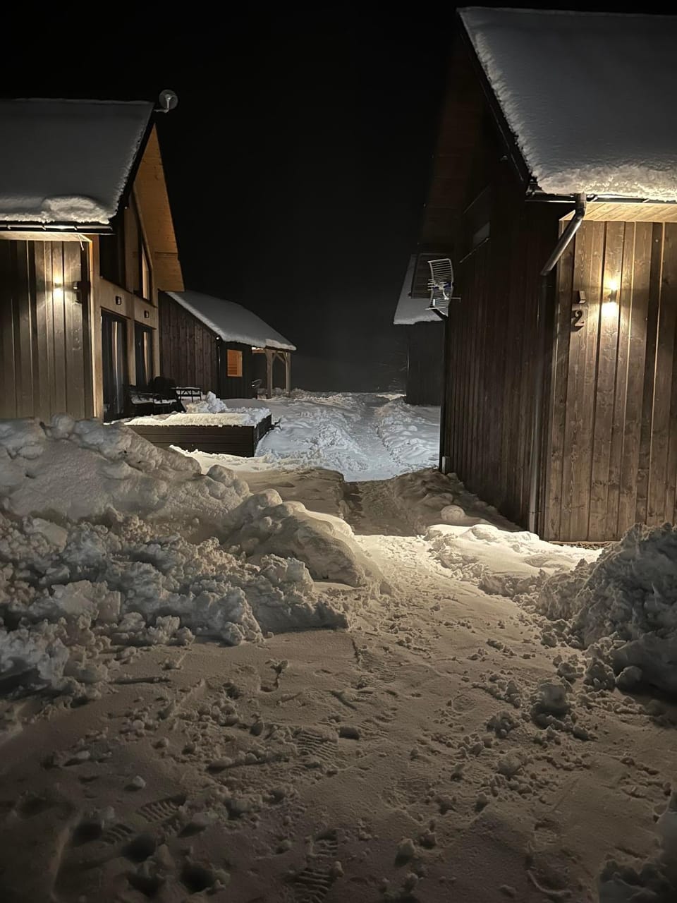 Property building, Night, Winter