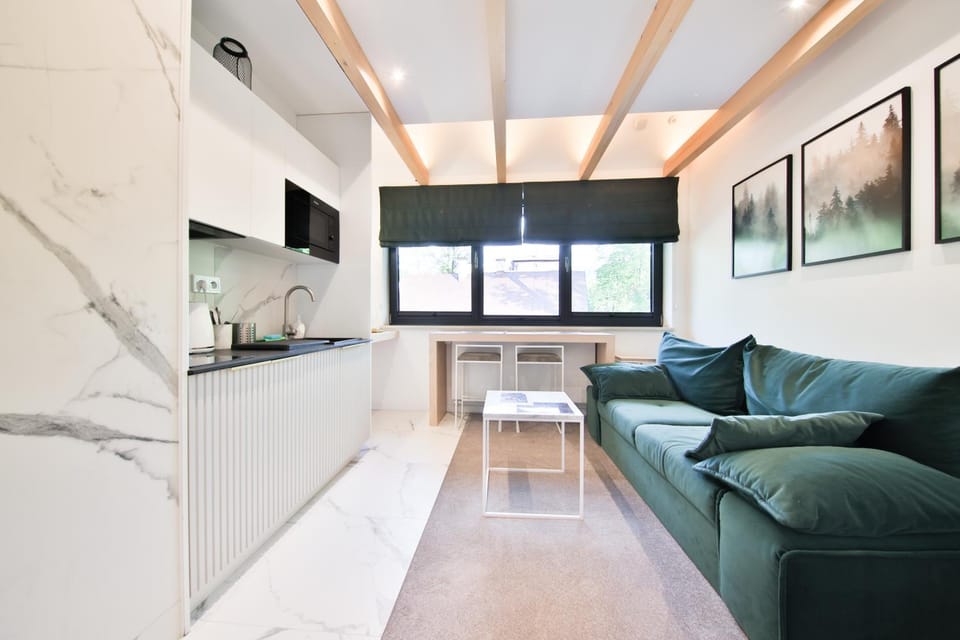Kitchen or kitchenette, Living room, Seating area