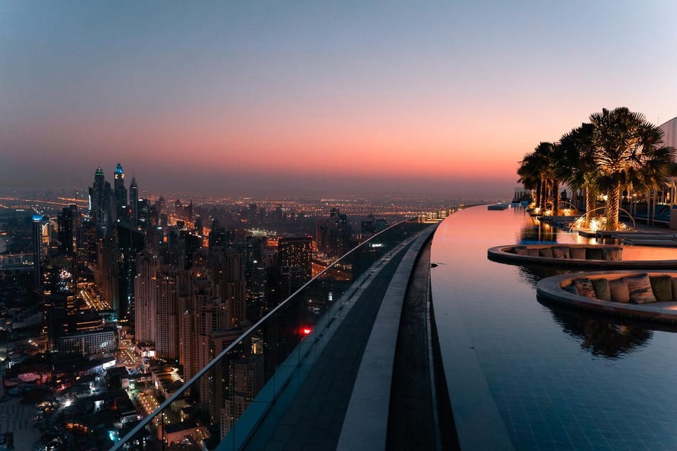 City view, Swimming pool, Sunset