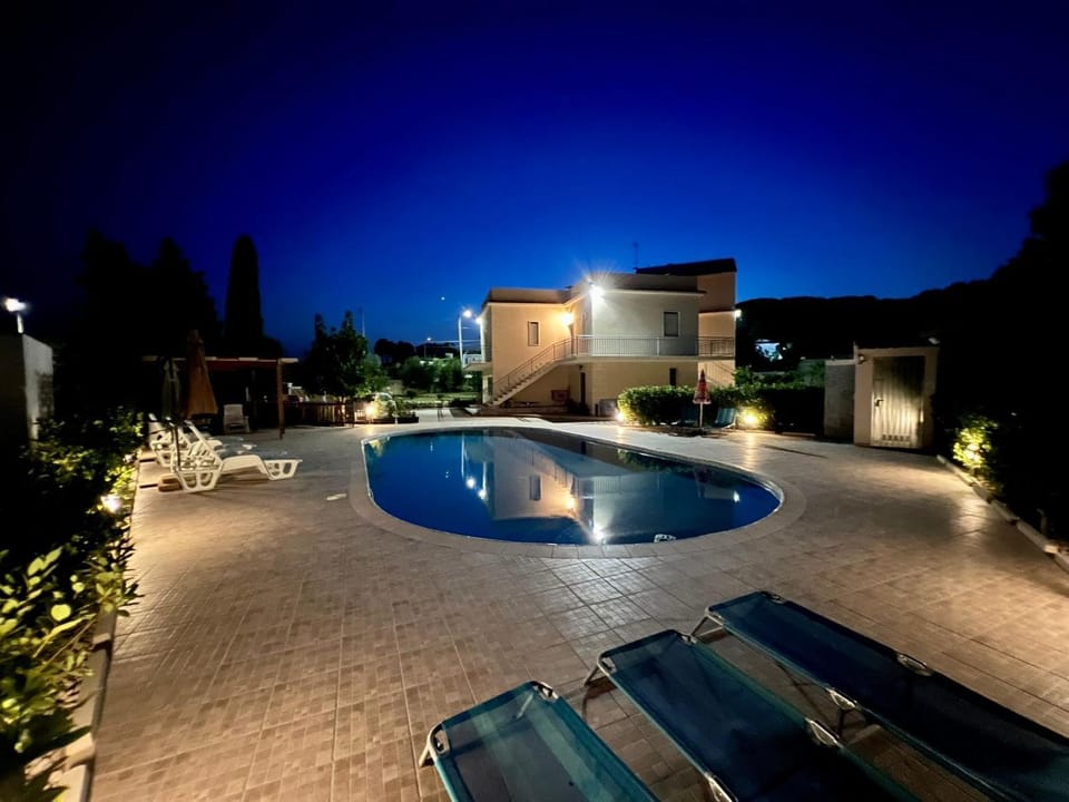 Night, Pool view, Swimming pool