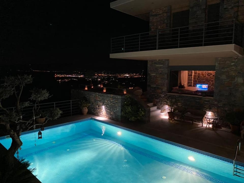 Patio, Night, Swimming pool