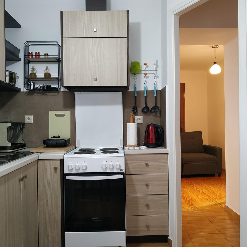 Kitchen or kitchenette, oven, stove, toaster