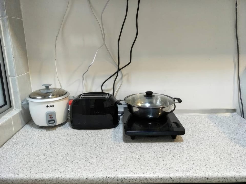Kitchen or kitchenette, toaster