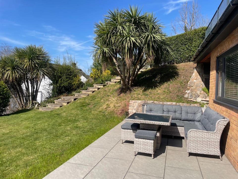 Patio, Seating area, River view