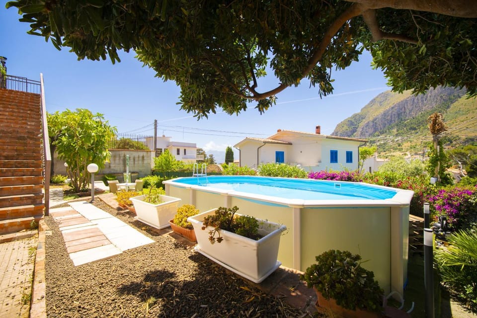 Property building, Patio, Spring, Day, Natural landscape, Garden view, Mountain view, Pool view, Swimming pool
