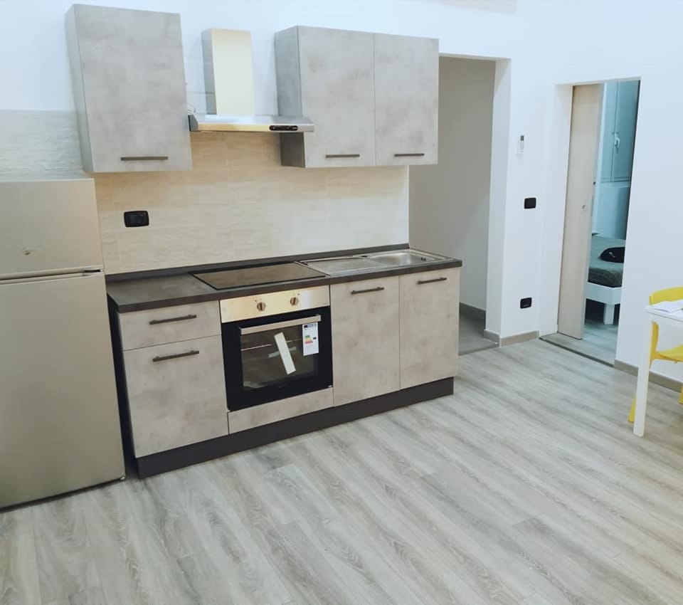 Kitchen or kitchenette, stove