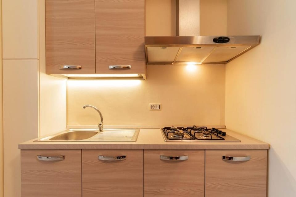 Kitchen or kitchenette, stove