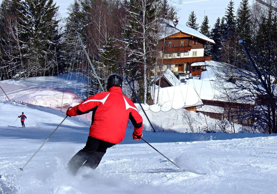 Natural landscape, Bird's eye view, Winter, Skiing, On site, Mountain view
