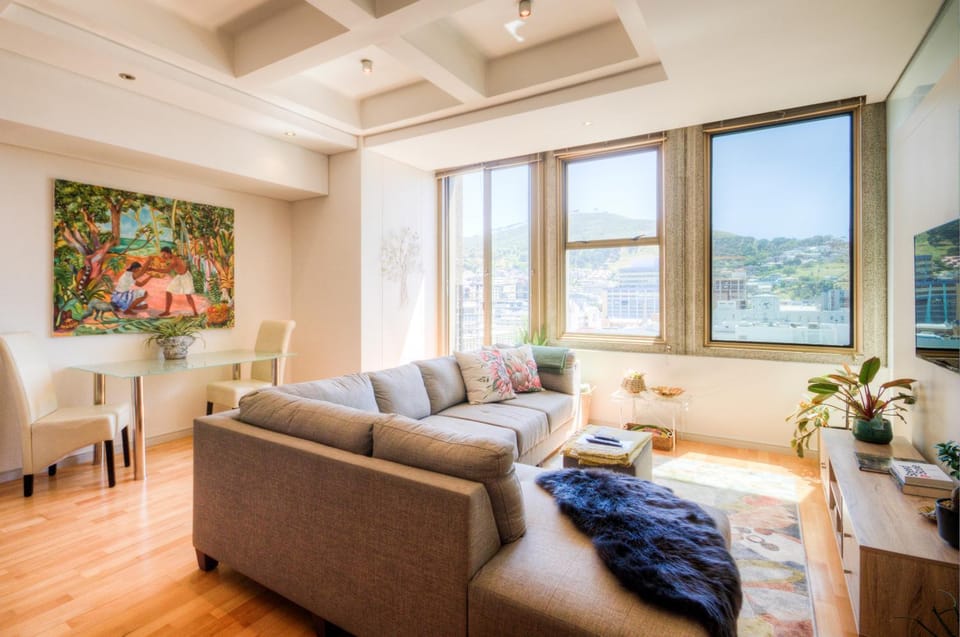 Living room, Seating area, Mountain view