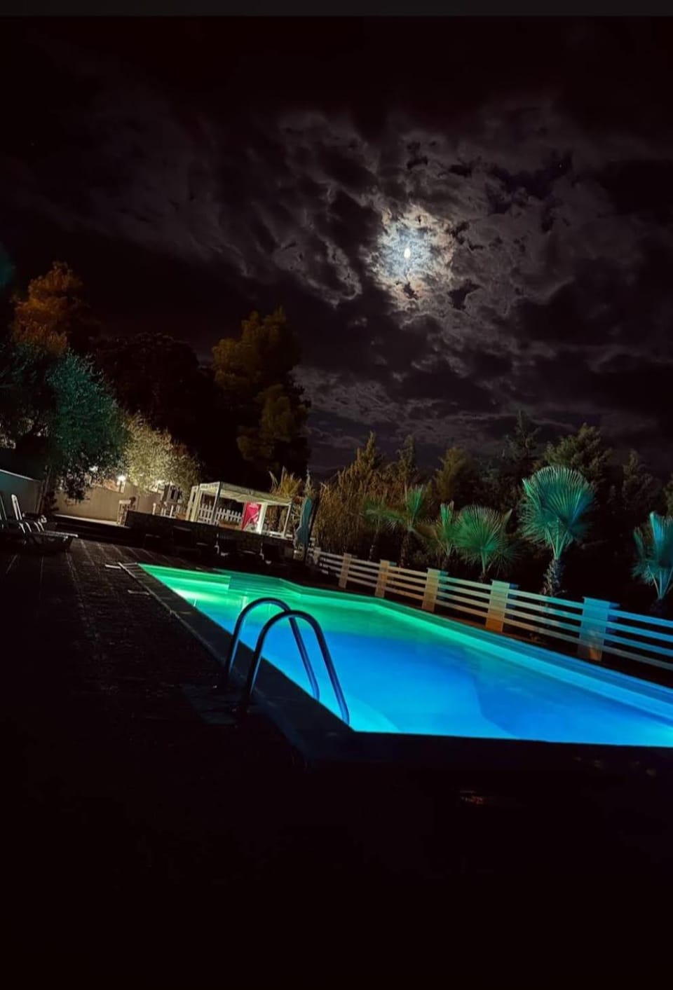 Night, Pool view, Swimming pool