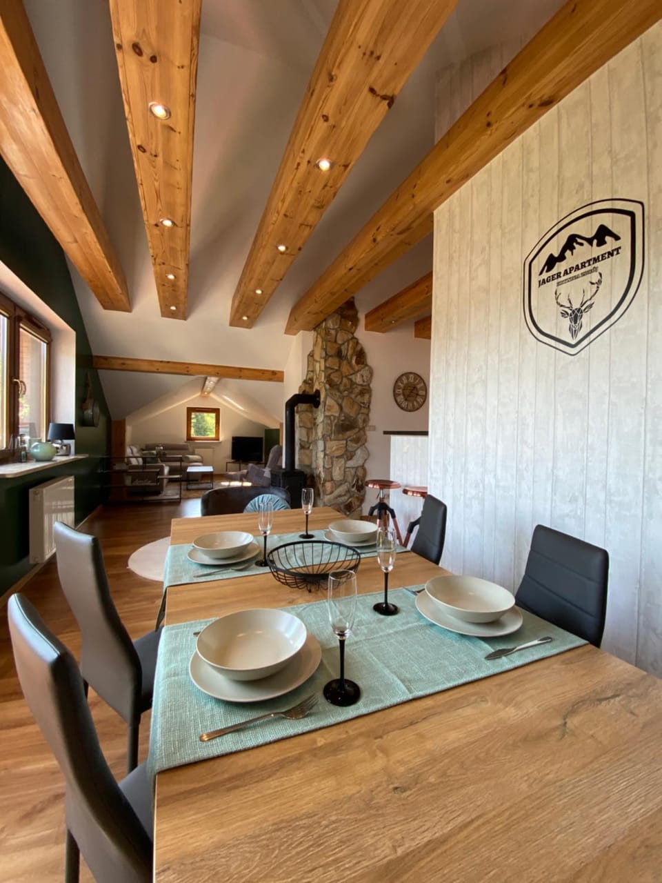 Living room, Dining area, flat iron