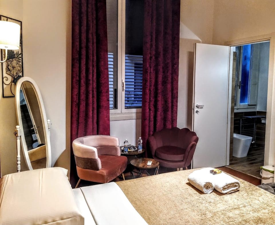 Bed, Bedroom, hair dresser, towels