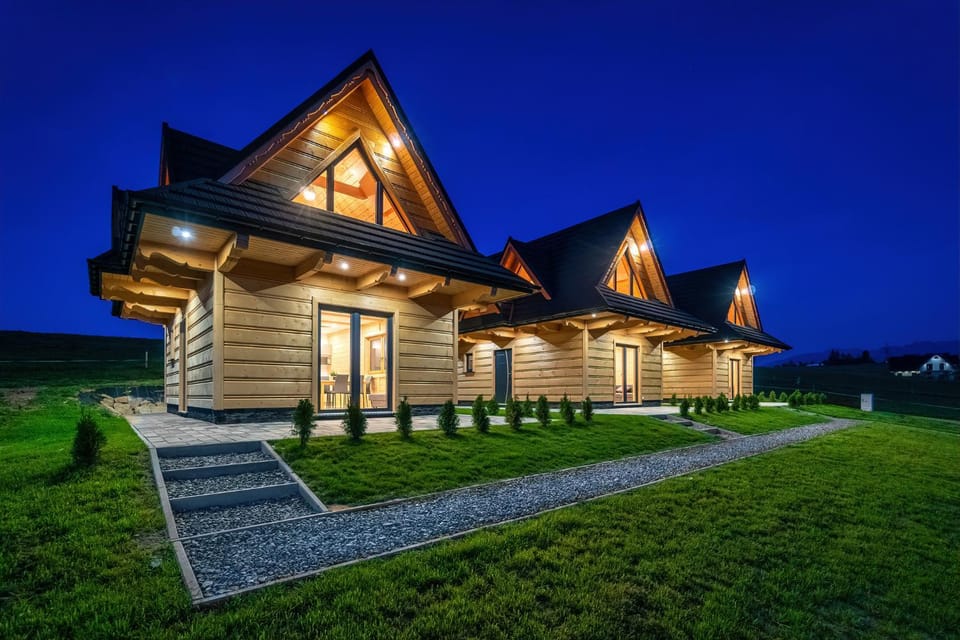 Property building, Night, Garden