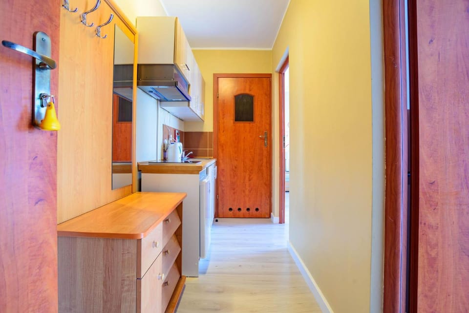 Kitchen or kitchenette, stove