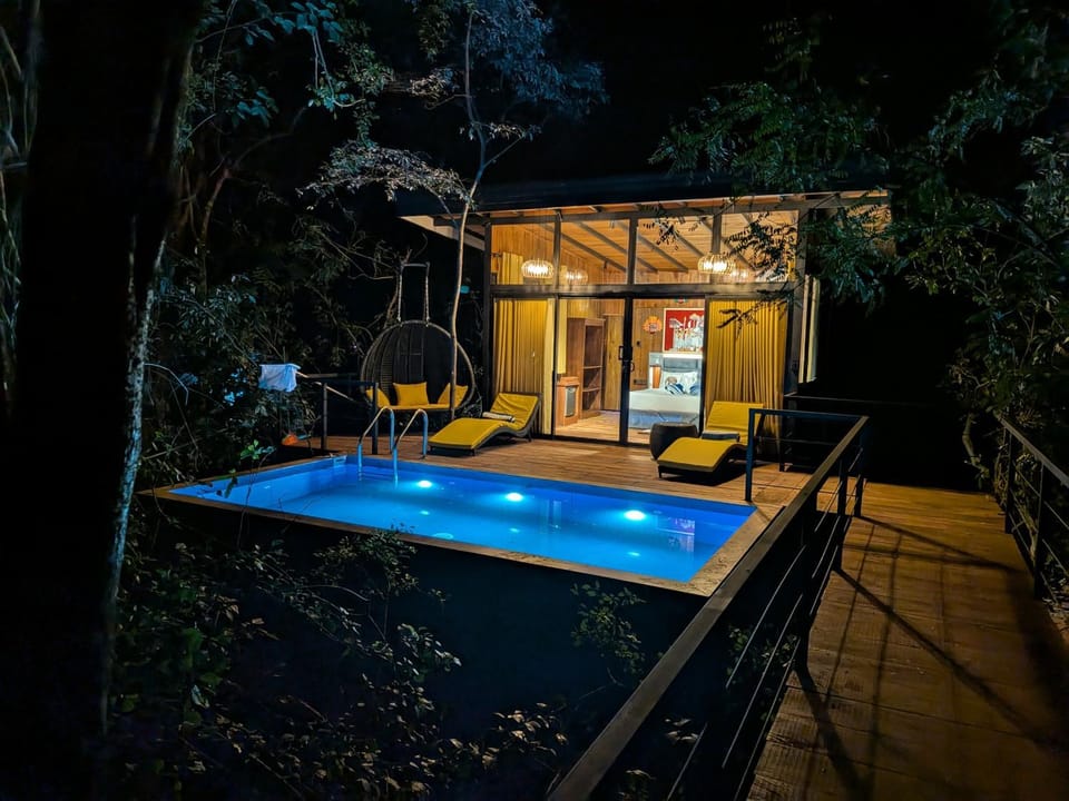 Property building, Night, Garden view, Swimming pool