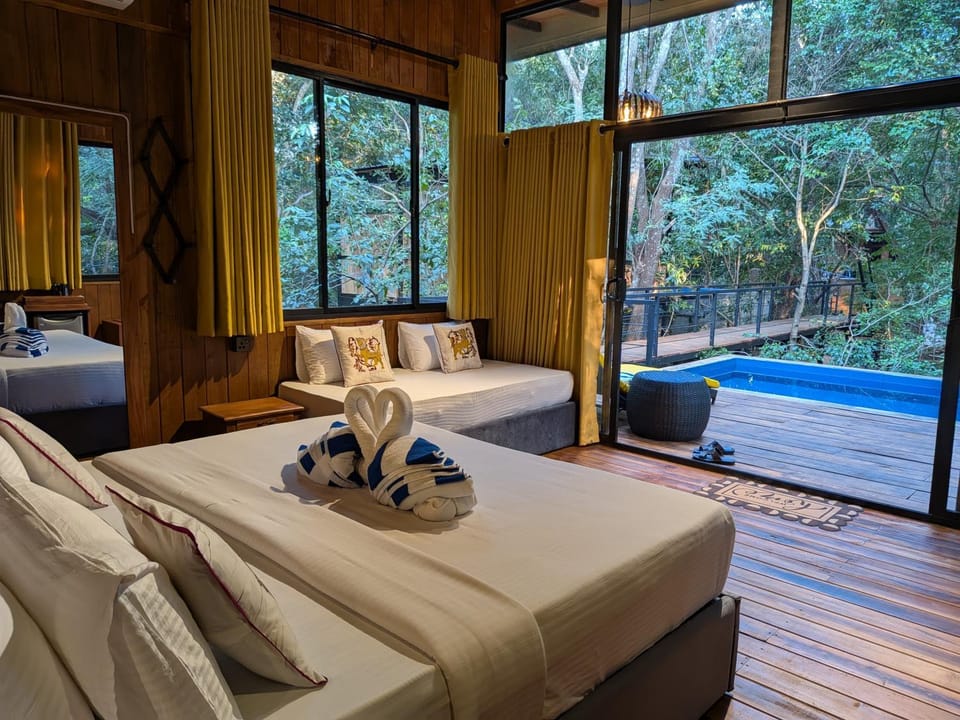 Natural landscape, Living room, Pool view, Swimming pool