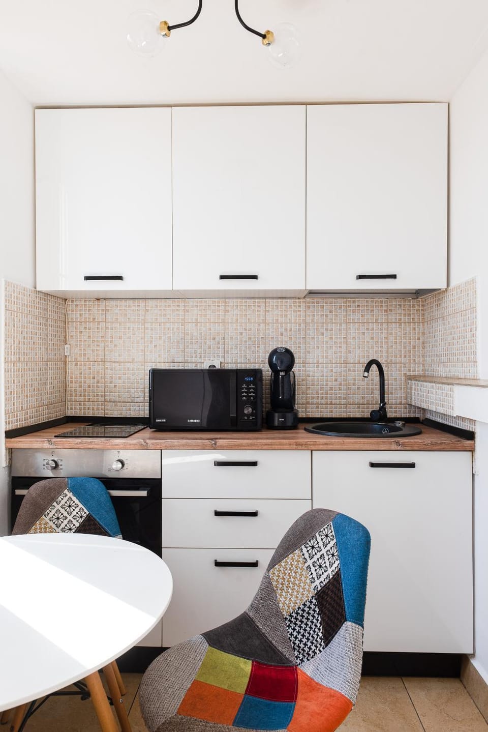 Kitchen or kitchenette, stove