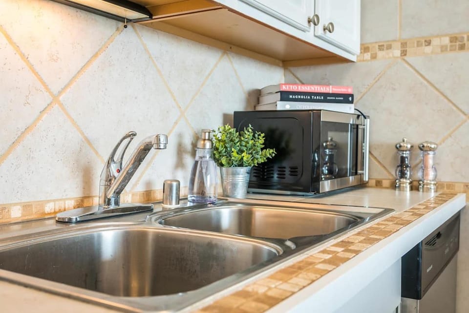 Kitchen or kitchenette, dishwasher, stove