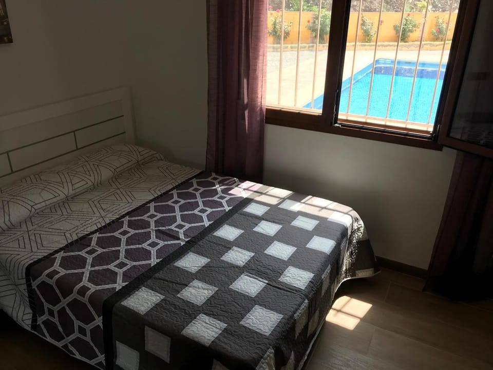 Bed, Photo of the whole room, Bedroom, Pool view