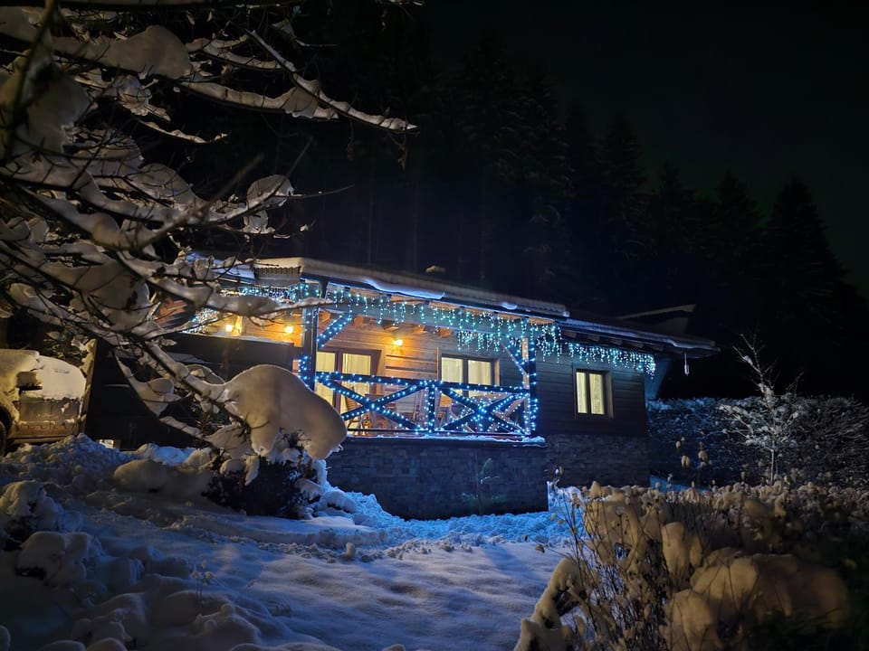 Property building, Night, Winter