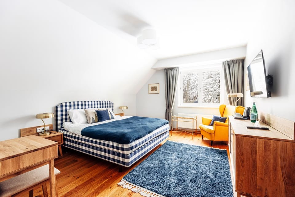 Bed, TV and multimedia, Photo of the whole room, Decorative detail, Seating area, Bedroom, Area and facilities, Drinks, Drinks