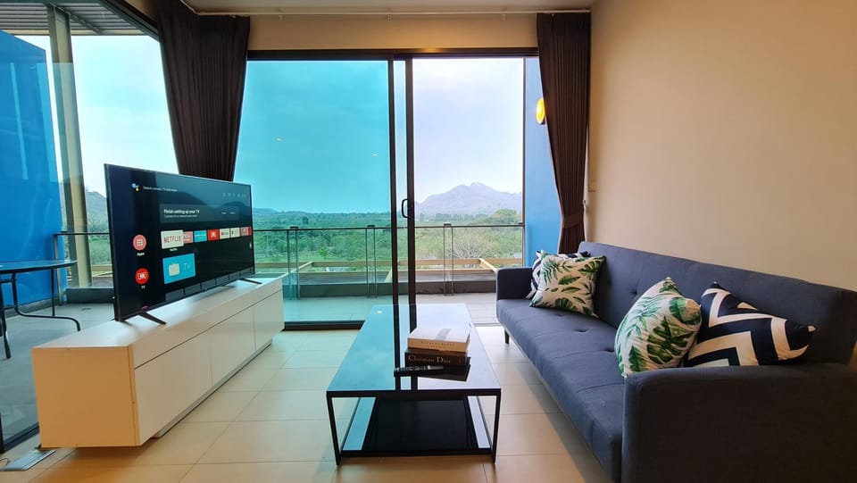 Living room, Seating area, Mountain view