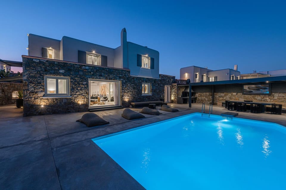 Property building, Night, Swimming pool