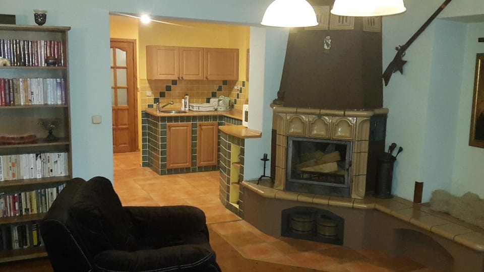 Kitchen or kitchenette, Living room, Seating area