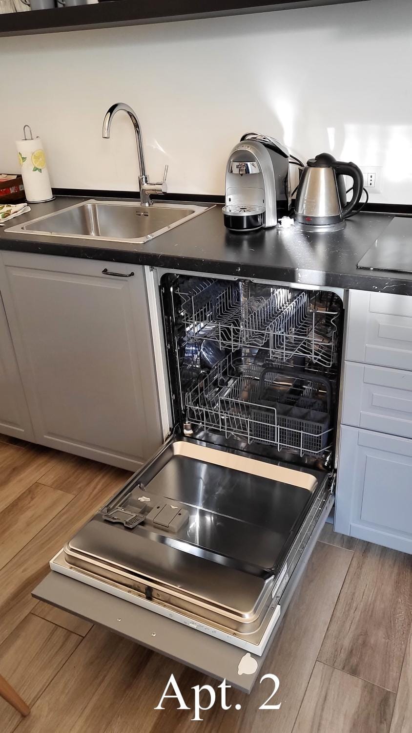 Kitchen or kitchenette, dishwasher
