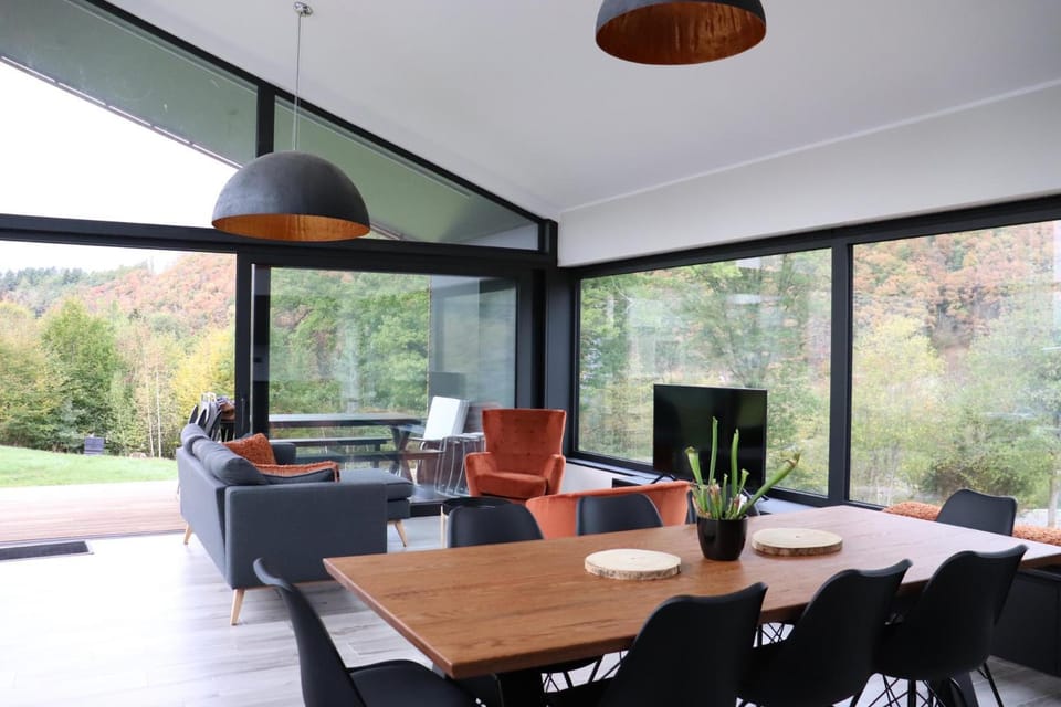 Living room, Dining area, Garden view
