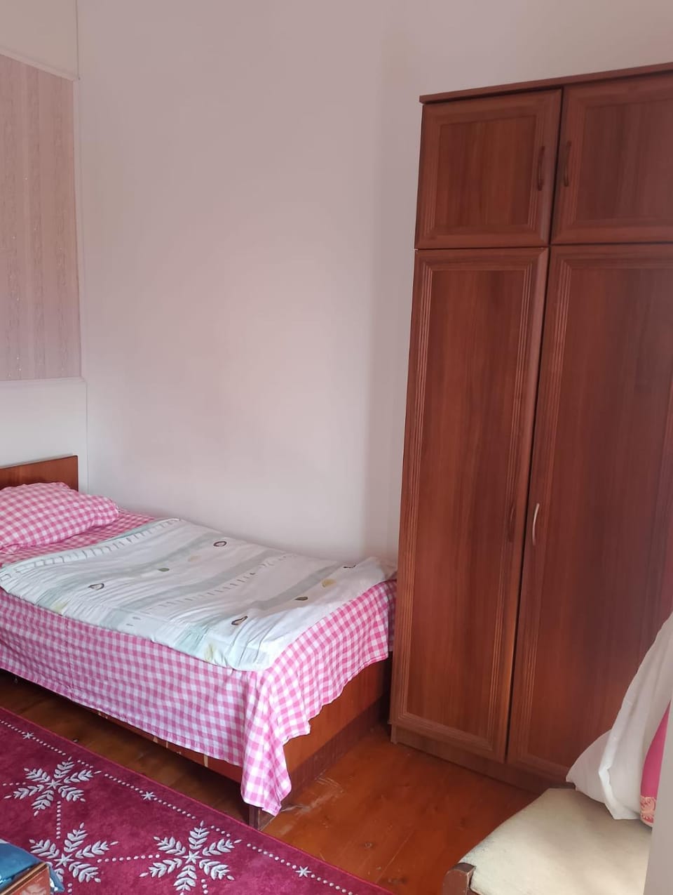 Bed, wardrobe