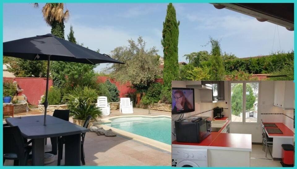 Dining area, Garden view, Swimming pool