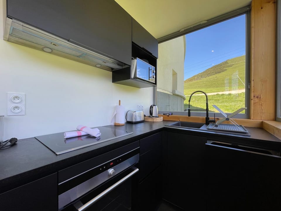 Kitchen or kitchenette, dishwasher, oven, toaster
