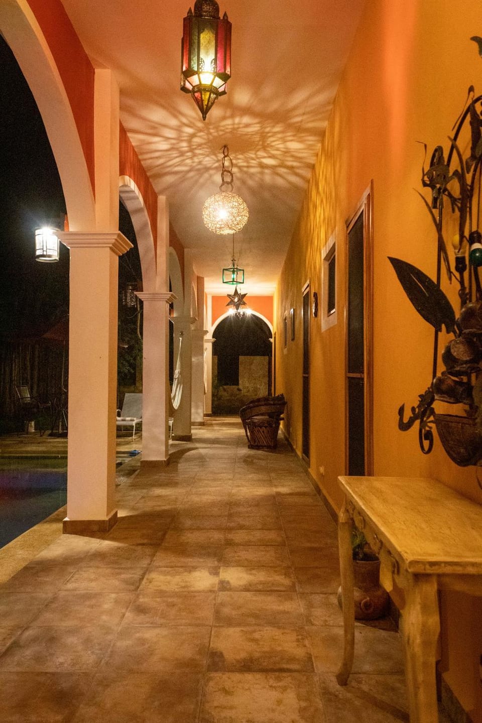 Patio, Night, Balcony/Terrace, Pool view