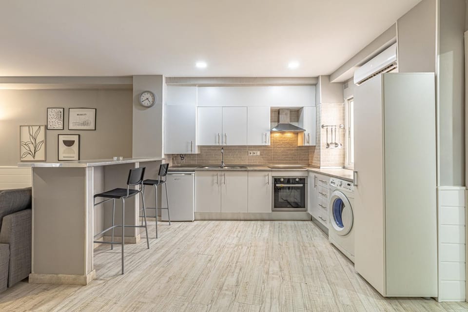 Kitchen or kitchenette, stove, kitchen