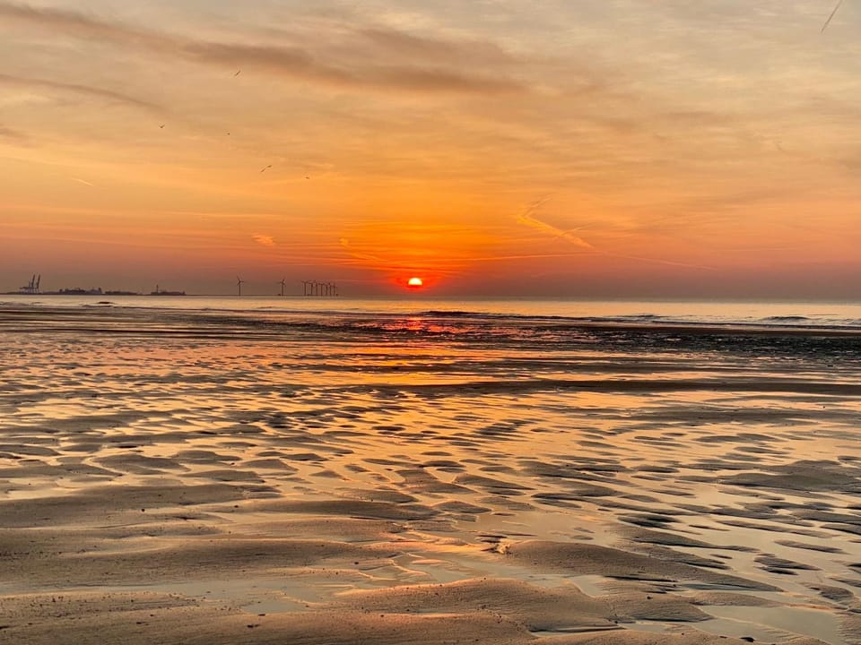 Beach, Sea view, Sunset