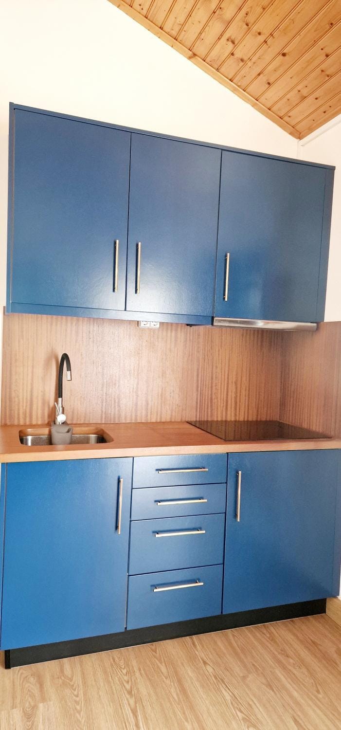 Kitchen or kitchenette, stove