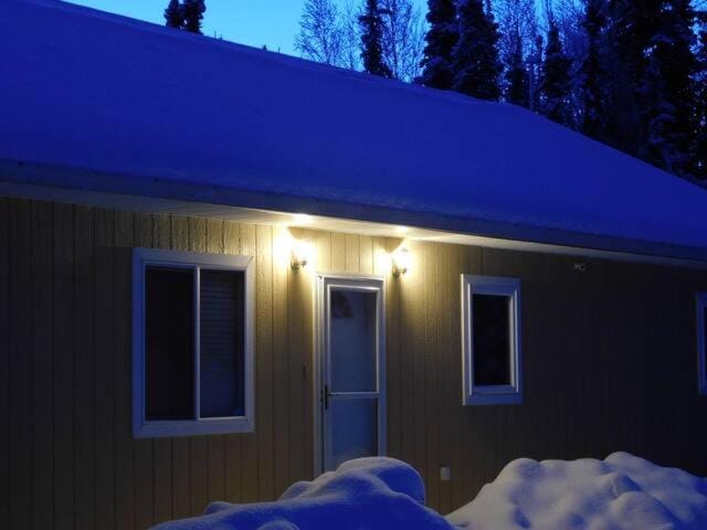 Property building, Night, Winter