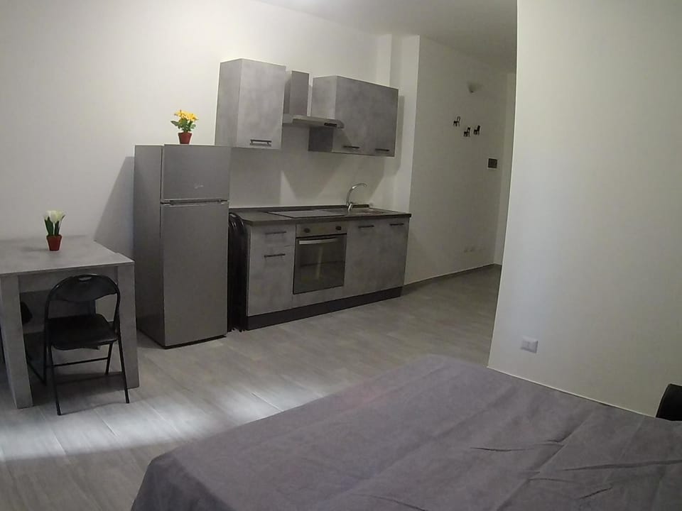 Photo of the whole room, Dining area, minibar, oven, stove