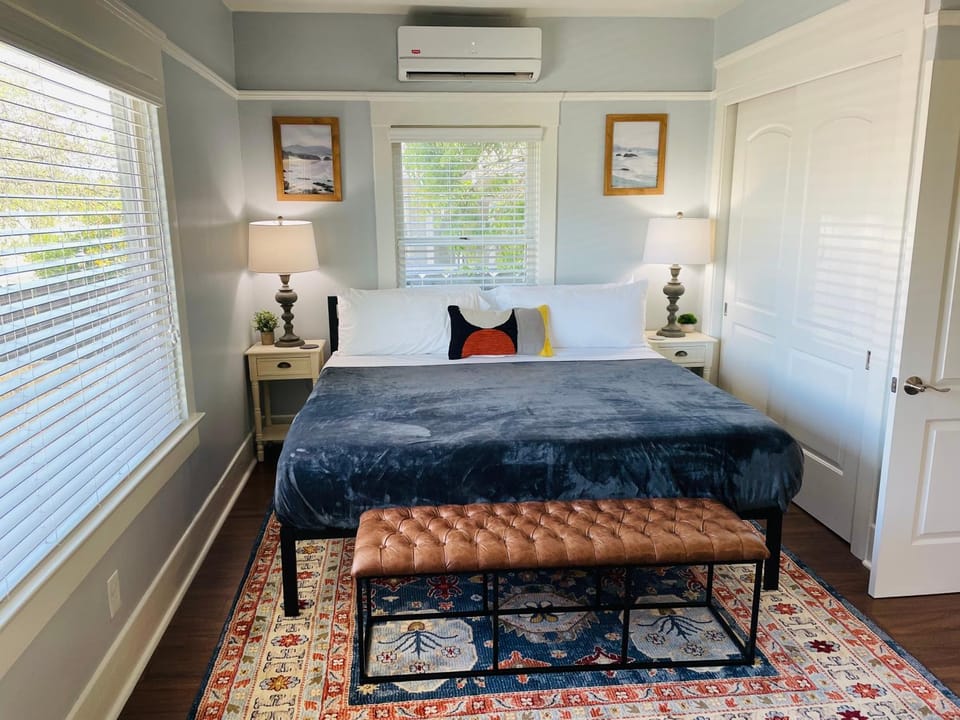 Bed, wardrobe, air conditioner